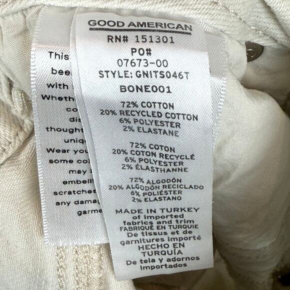 Good American Jeans Women's 6/28 Ivory Denim Straight Leg Icon Cutout Bone Retro - Picture 9 of 9